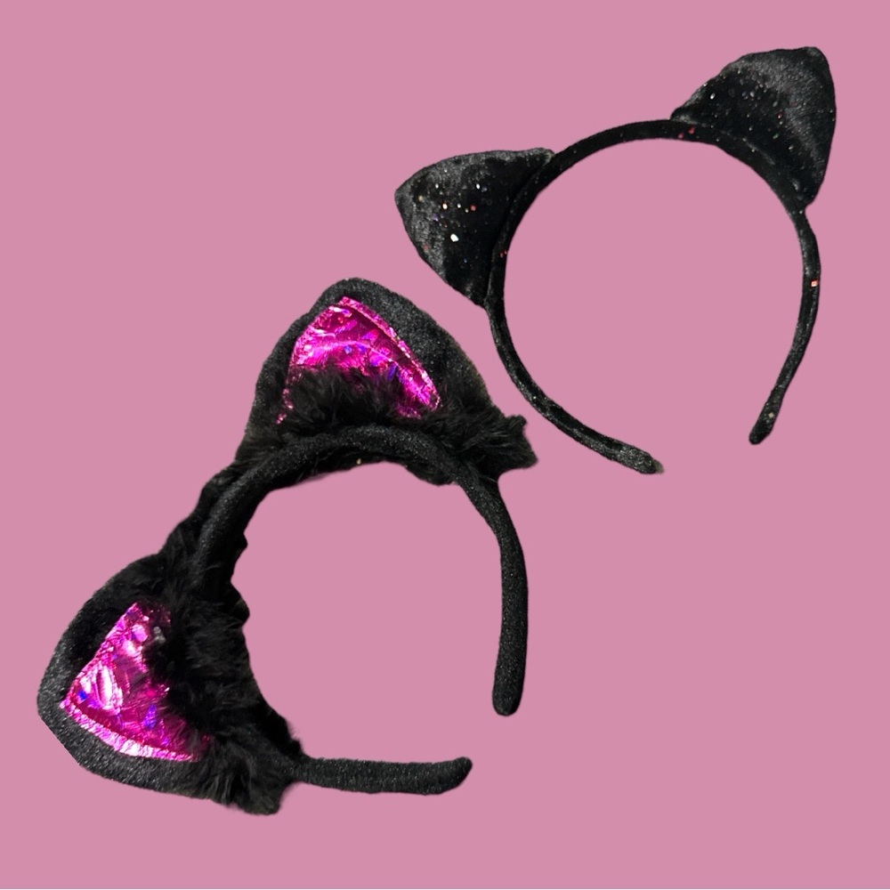 Black and Pink Cat Ear Headbands